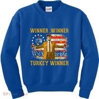 Winner Winner Turkey Dinner Humor Funny Trump Thanksgiving Gift Kids Sweatshirt thumb 0