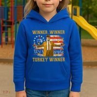 Winner Winner Turkey Dinner Humor Funny Trump Thanksgiving Gift Kids Hoodie thumb 3
