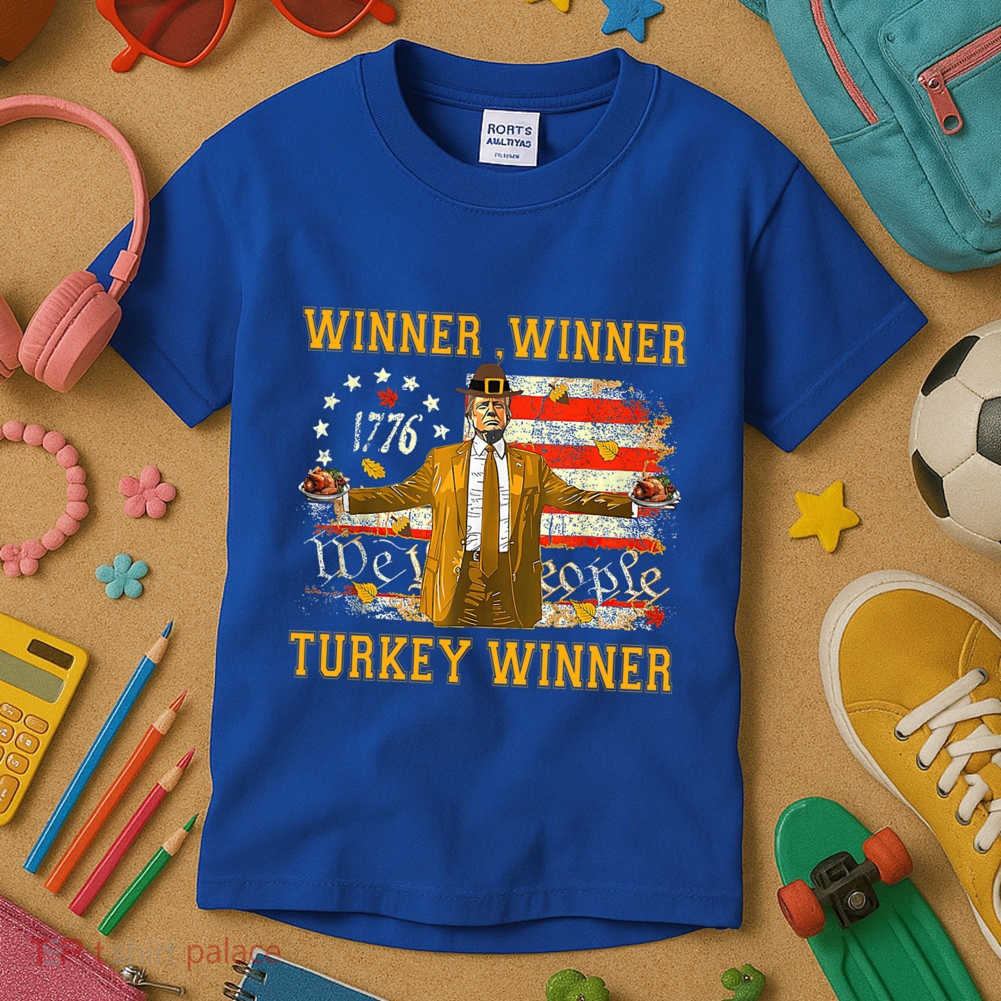 Winner Winner Turkey Dinner Humor Funny Trump Thanksgiving Gift Kids T-Shirt