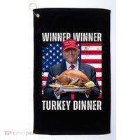 Winner Winner Turkey Dinner Humor Funny Trump Thanksgiving Meaningful Gift Golf Towel thumb 0