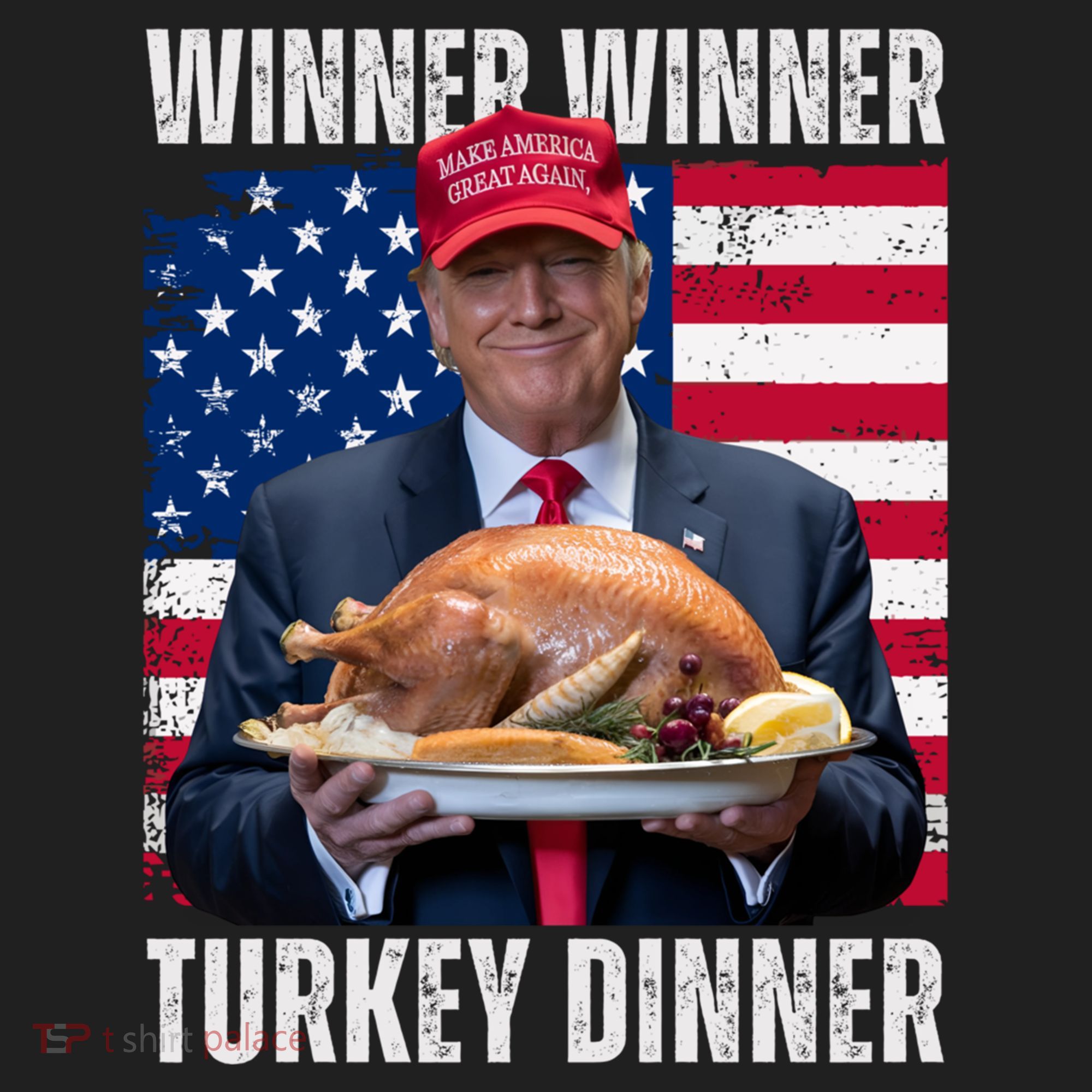 Winner Winner Turkey Dinner Humor Funny Trump Thanksgiving Meaningful Gift Golf Towel