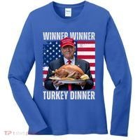 Winner Winner Turkey Dinner Humor Funny Trump Thanksgiving Meaningful Gift Women's Long Sleeve Shirt thumb 0