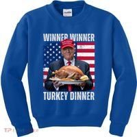 Winner Winner Turkey Dinner Humor Funny Trump Thanksgiving Meaningful Gift Kids Sweatshirt thumb 0