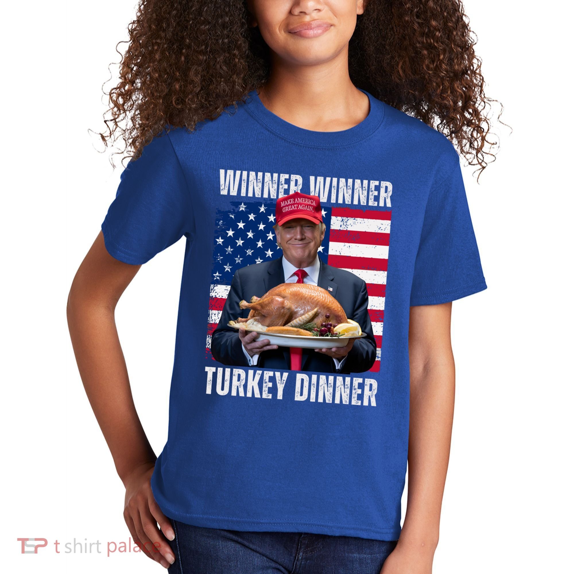 Winner Winner Turkey Dinner Humor Funny Trump Thanksgiving Meaningful Gift Kids T-Shirt