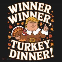 Winner Winner Turkey Dinner Funny Trump Thanksgiving Turkey Gift USA-Made Doggie Bandana thumb 2