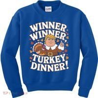 Winner Winner Turkey Dinner Funny Trump Thanksgiving Turkey Gift Kids Sweatshirt thumb 0