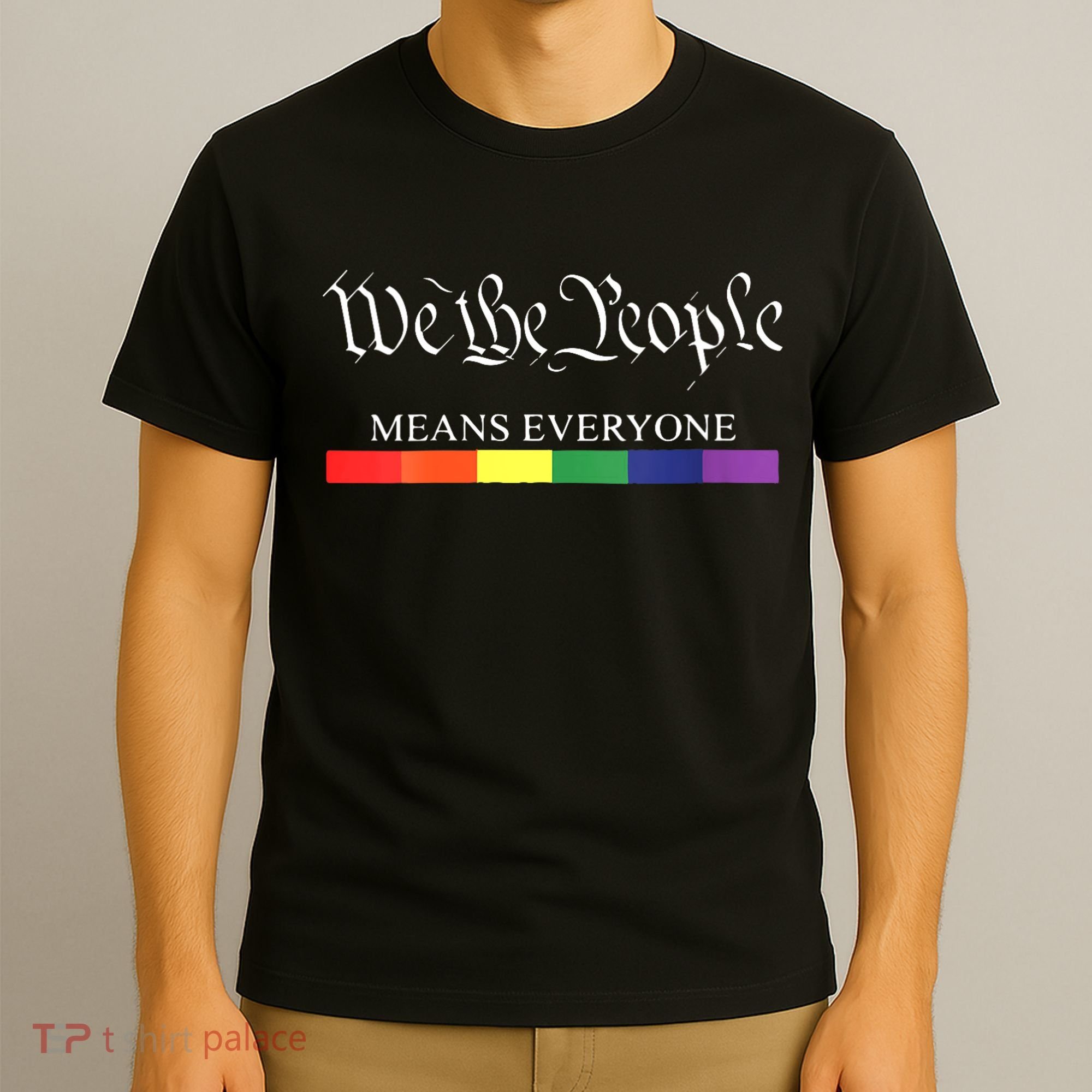 Womens We The People Means Everyone Rainbow Flag Lgbt Pride Month T-Shirt