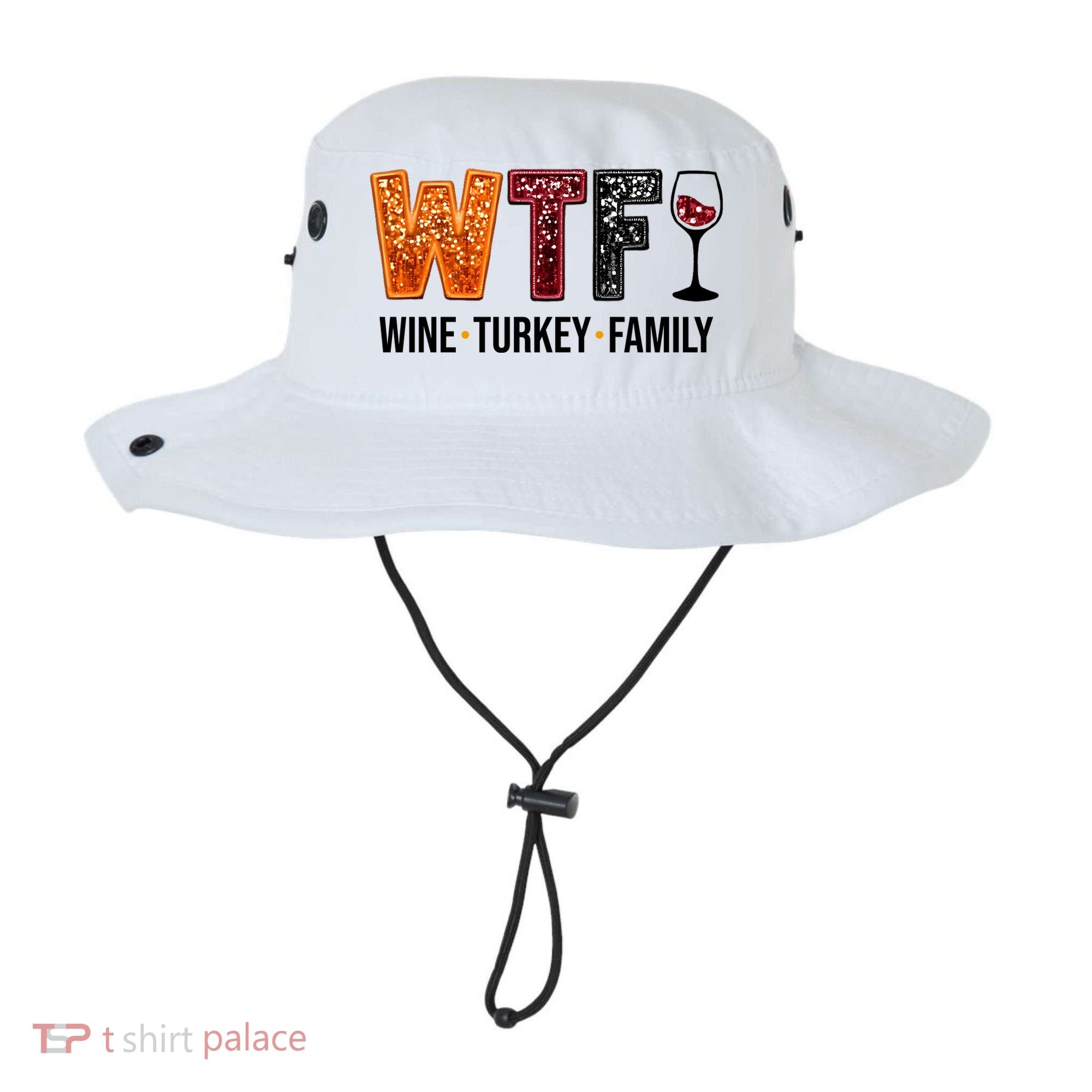 Wtf Wine Turkey Family Funny Thanksgiving Bucket Hat