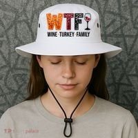 Wtf Wine Turkey Family Funny Thanksgiving Bucket Hat thumb 3