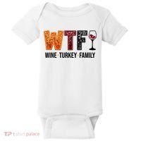 Wtf Wine Turkey Family Funny Thanksgiving Baby Bodysuit thumb 0