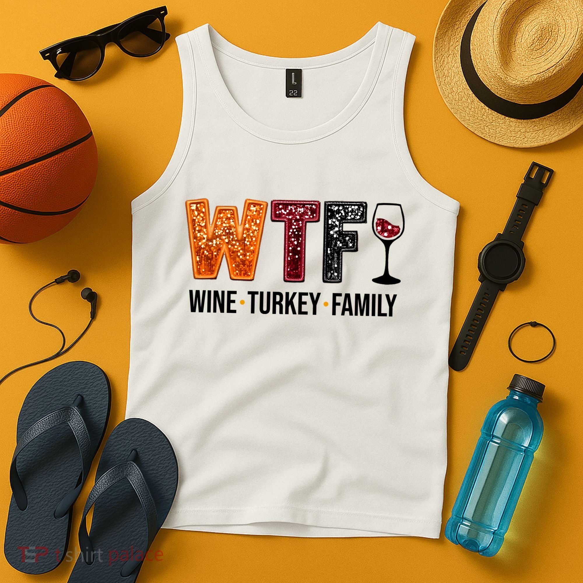 Wtf Wine Turkey Family Funny Thanksgiving Tank Top