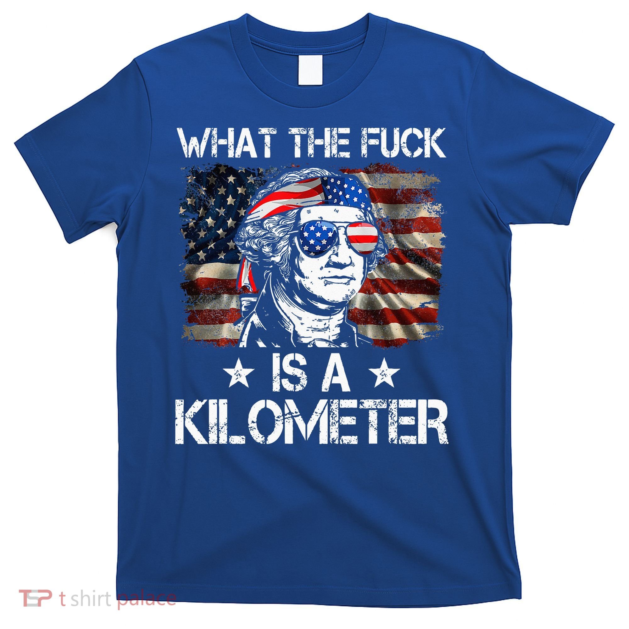 Wtf What The Fuck Is A Kilometer George Washington 4th July T-Shirt