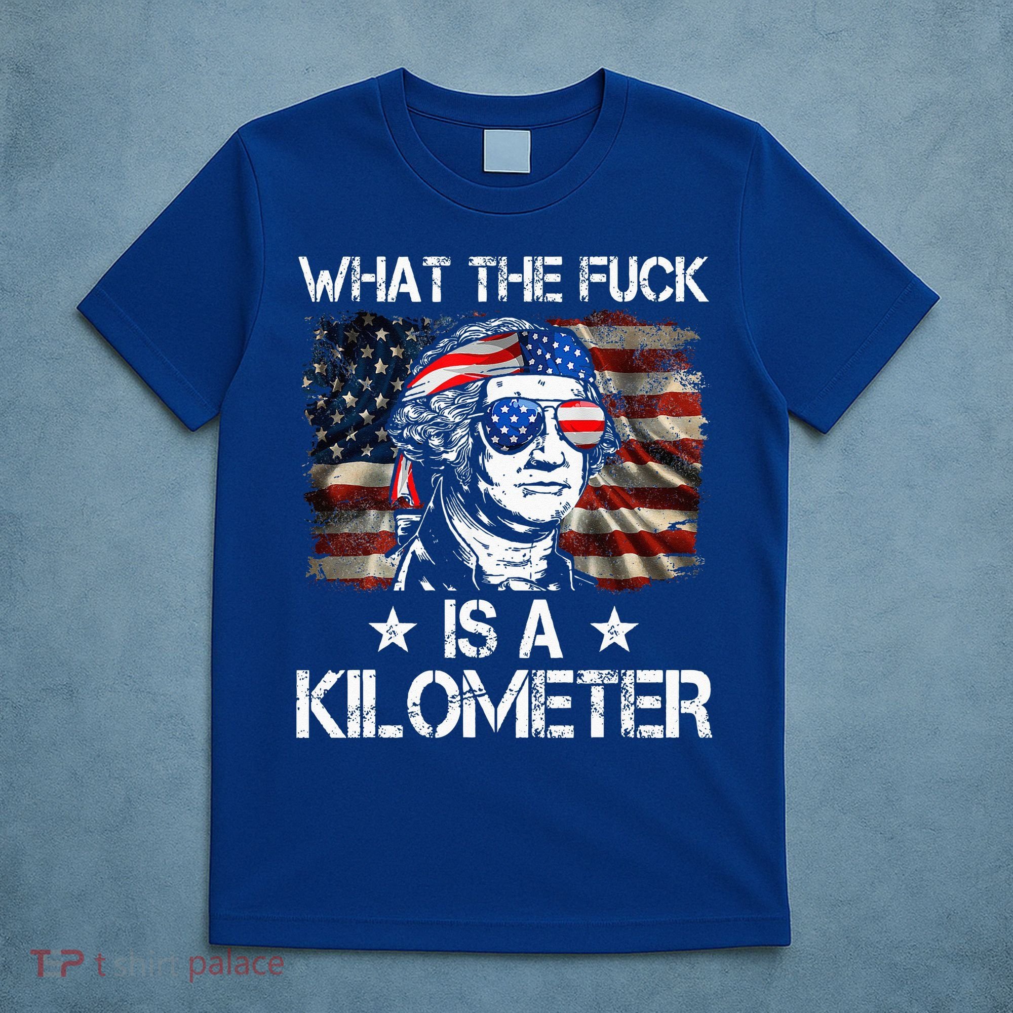 Wtf What The Fuck Is A Kilometer George Washington 4th July T-Shirt