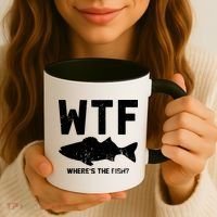 Wtf Wheres The Fish Funny Fishing Coffee Mug thumb 3