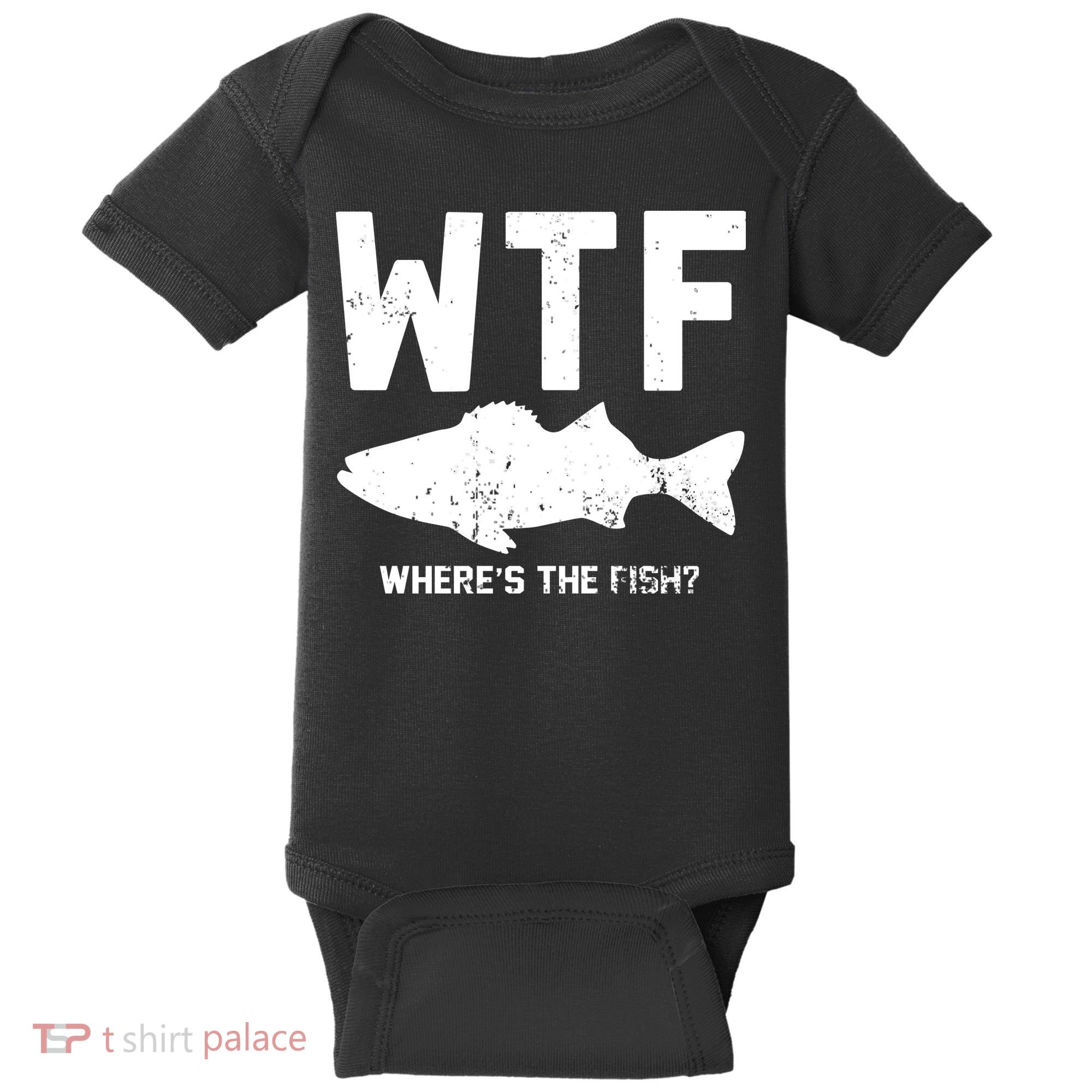 Wtf Wheres The Fish Funny Fishing Baby Bodysuit