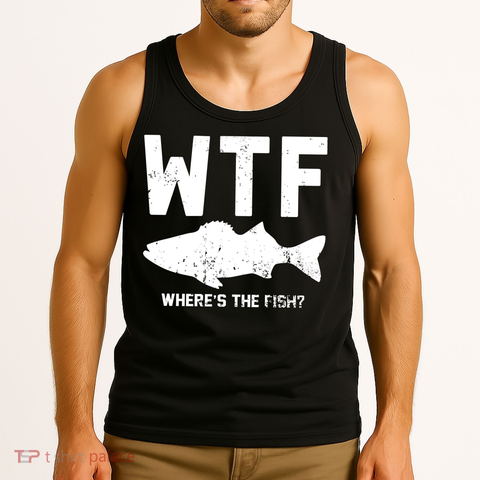 Wtf Wheres The Fish Funny Fishing Tank Top