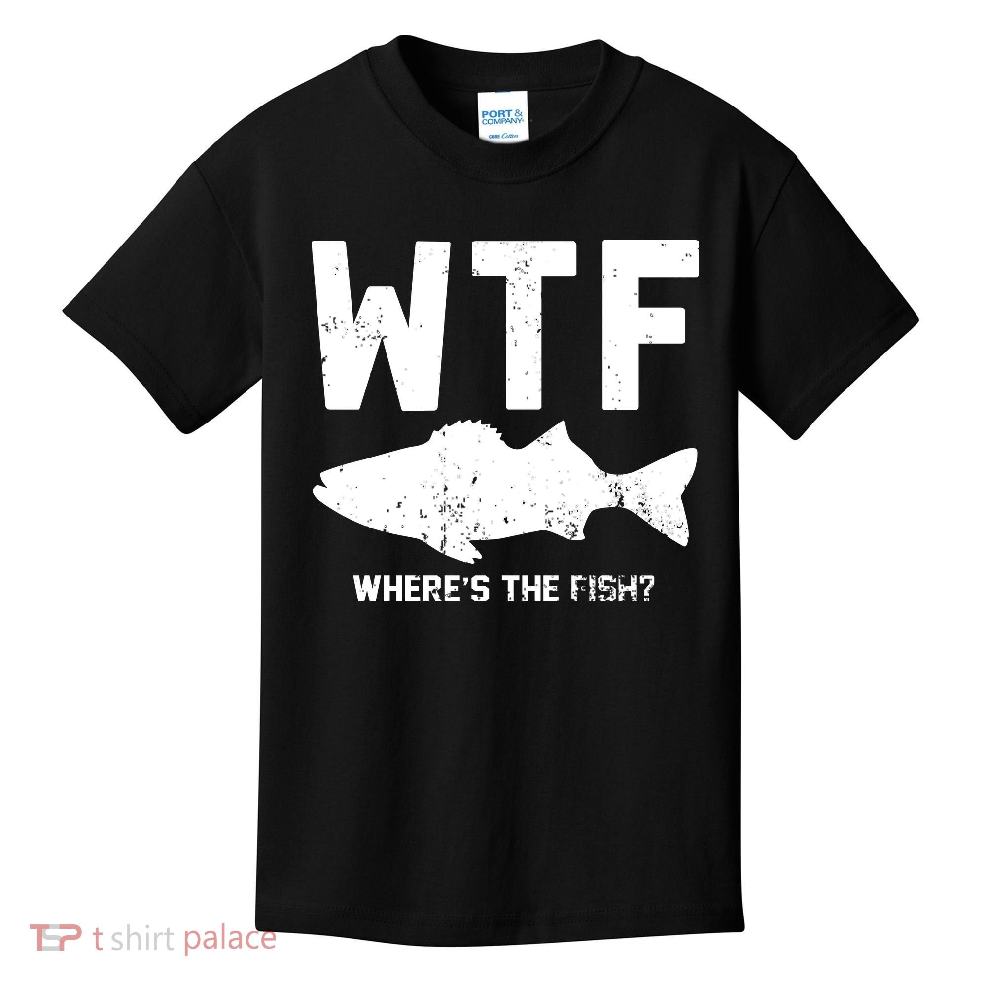 Wtf Wheres The Fish Funny Fishing Kids T-Shirt