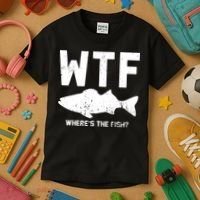 Wtf Wheres The Fish Funny Fishing Kids T-Shirt thumb 3