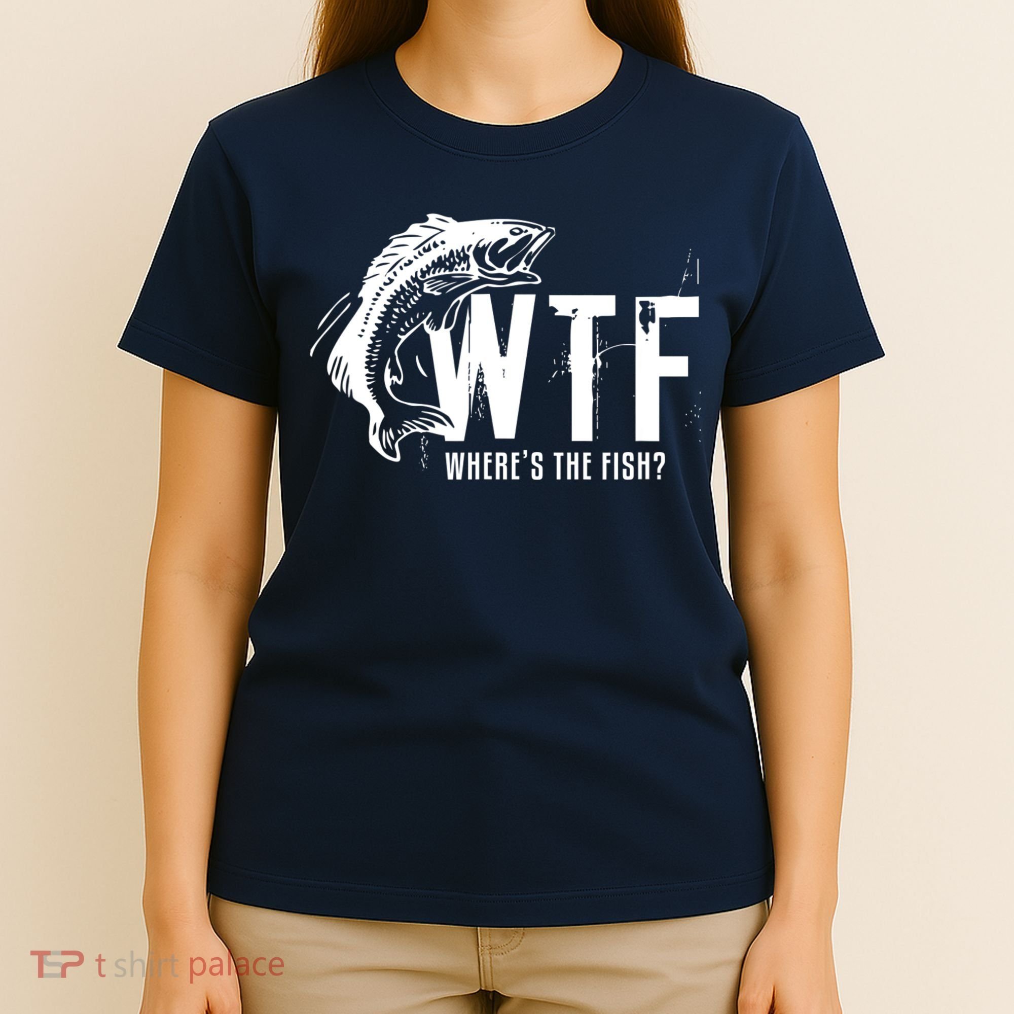WTF Where's The Fish Men's Funny Fishing T-Shirt