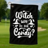 Witch Way To The Candy Cute Halloween Golf Towel thumb 1