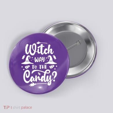 Witch Way To The Candy Cute Halloween Button