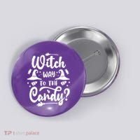 Witch Way To The Candy Cute Halloween Button thumb 0