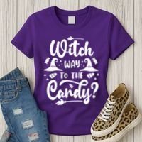 Witch Way To The Candy Cute Halloween Women's T-Shirt thumb 3