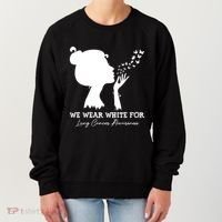 We Wear White For Lung Cancer Awareness American Gift Women's Sweatshirt thumb 0