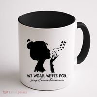 We Wear White For Lung Cancer Awareness American Gift Coffee Mug thumb 1