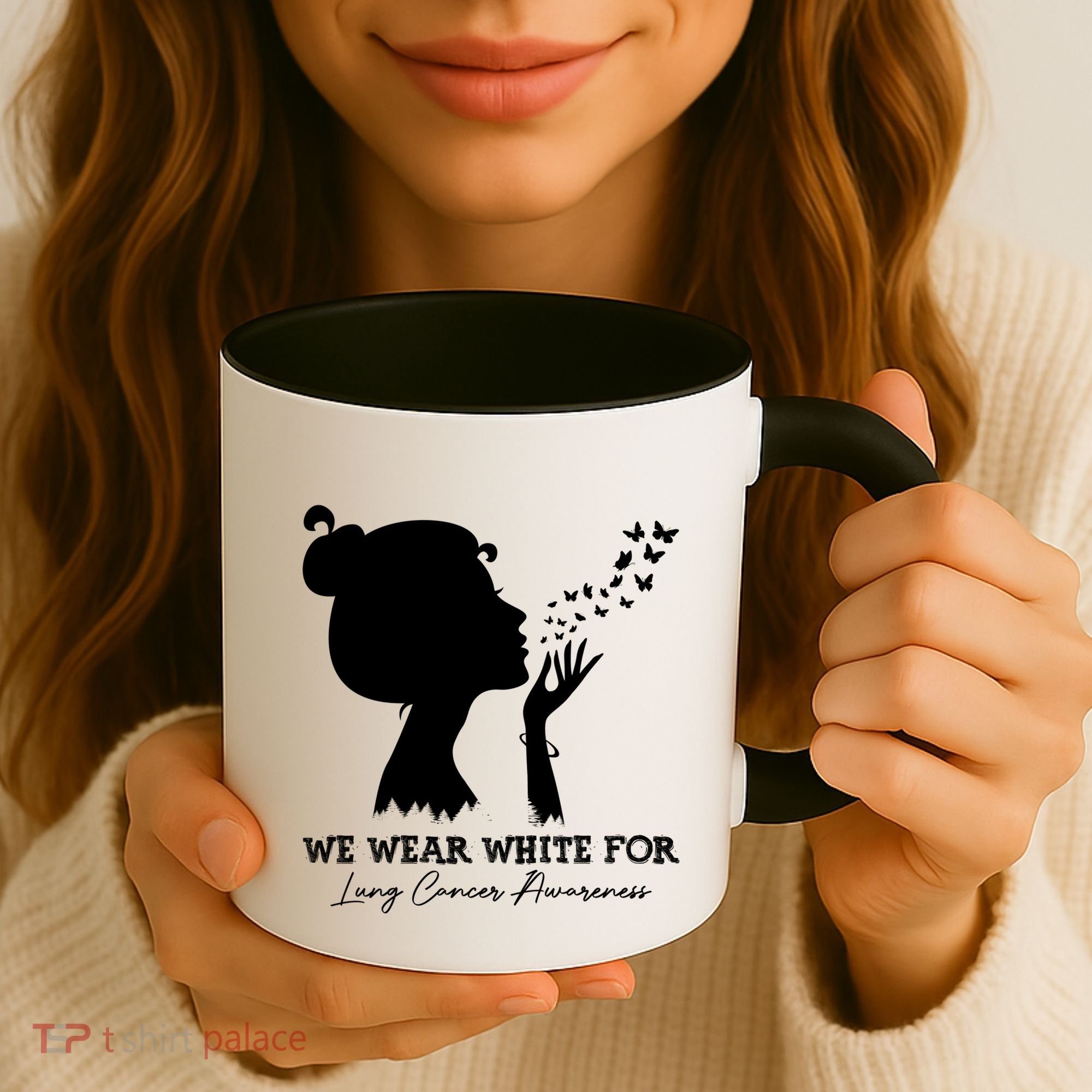 We Wear White For Lung Cancer Awareness American Gift Coffee Mug