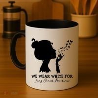 We Wear White For Lung Cancer Awareness American Gift Coffee Mug thumb 4