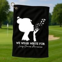 We Wear White For Lung Cancer Awareness American Gift Golf Towel thumb 1