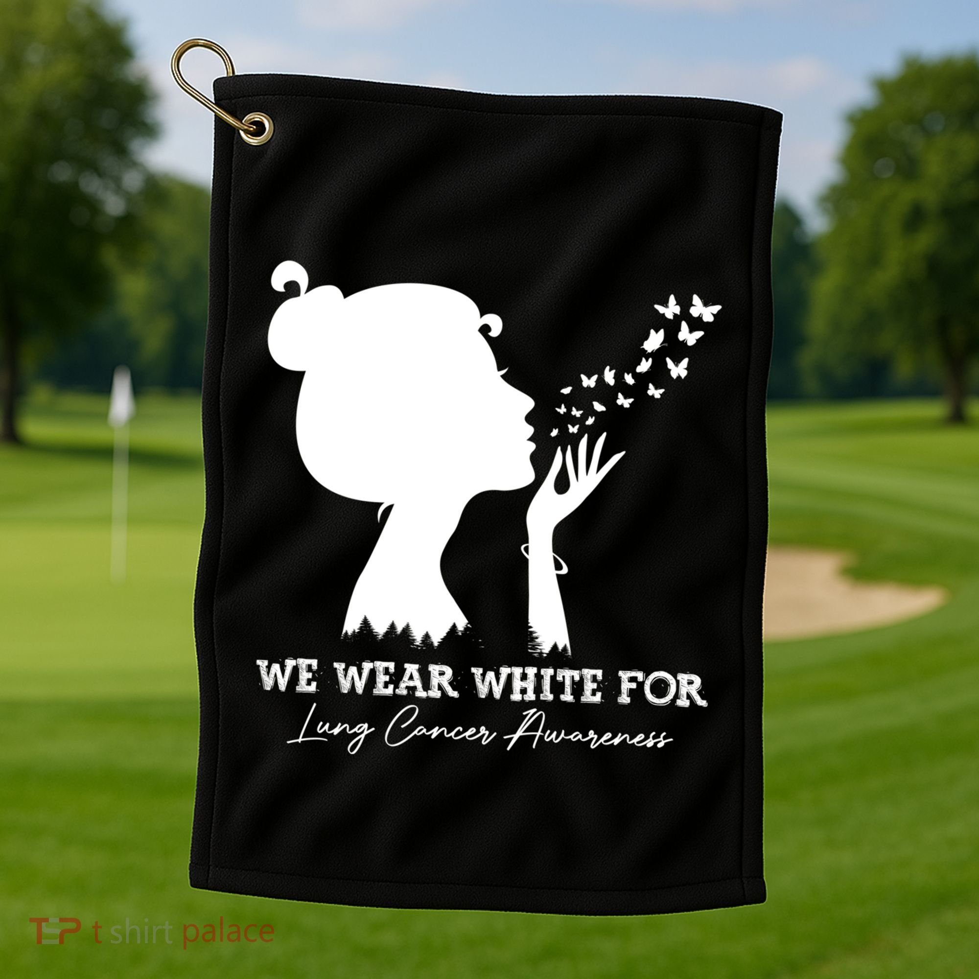 We Wear White For Lung Cancer Awareness American Gift Golf Towel