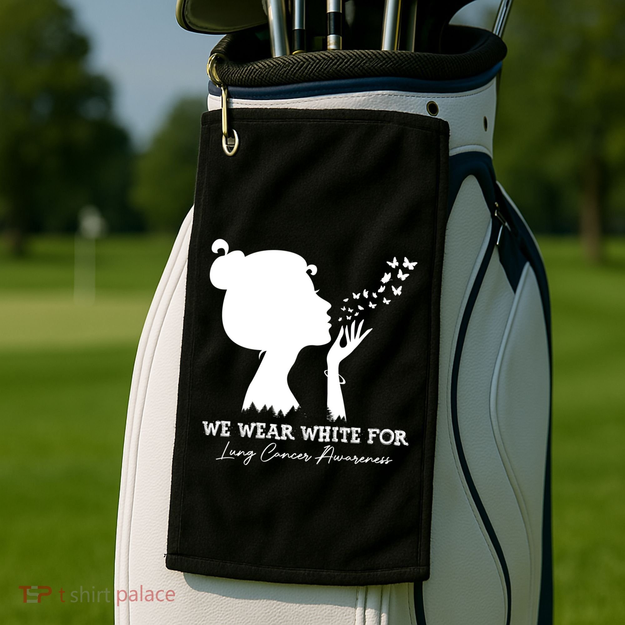 We Wear White For Lung Cancer Awareness American Gift Golf Towel