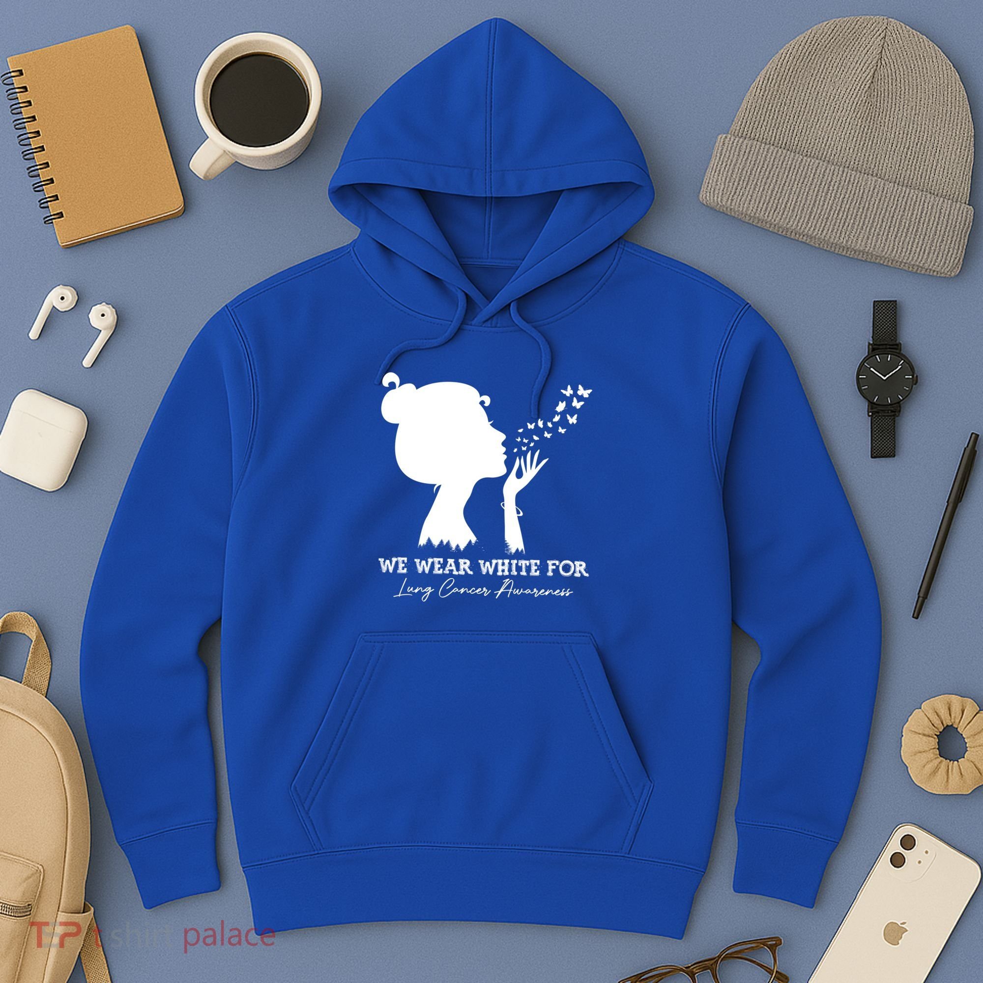 We Wear White For Lung Cancer Awareness American Gift Hoodie