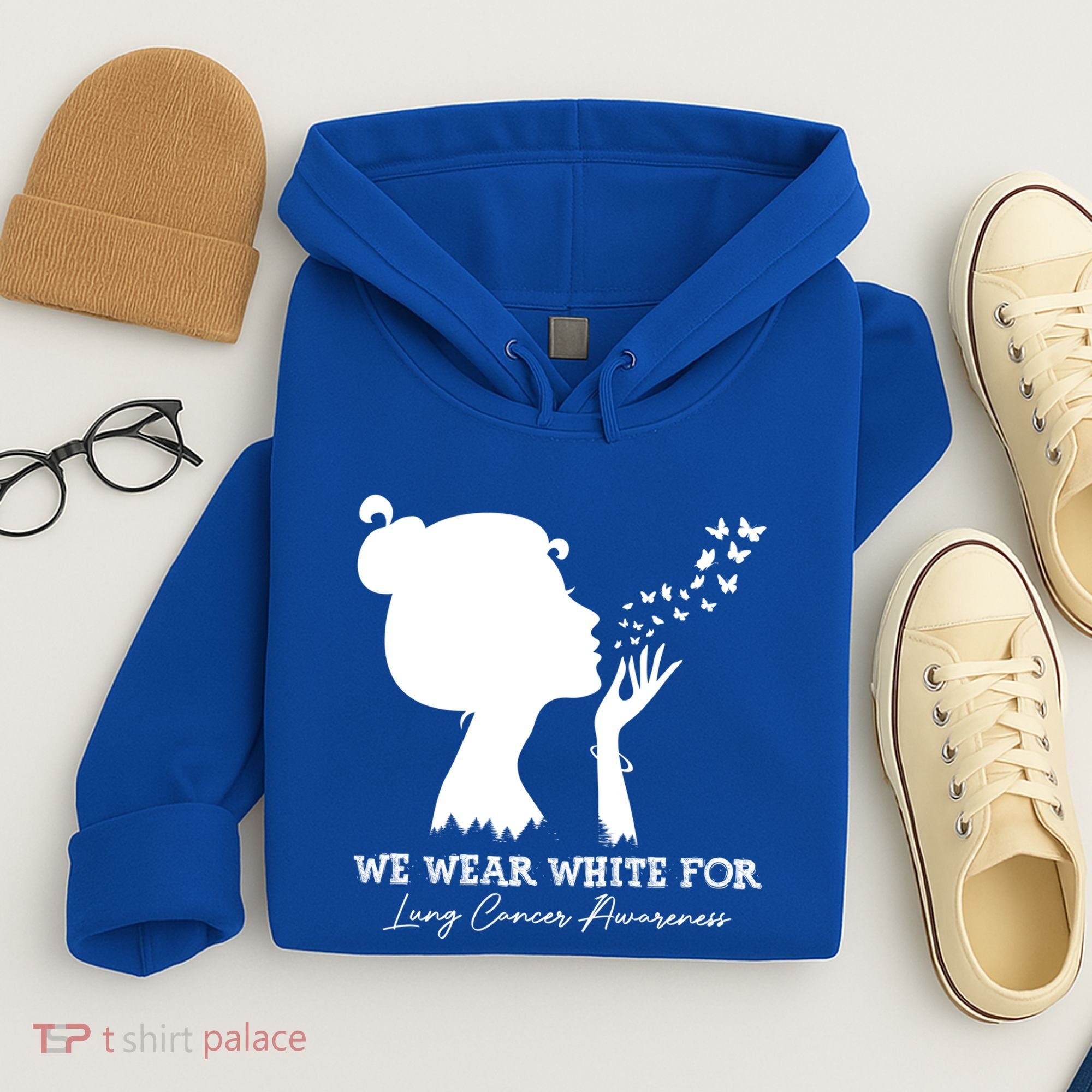 We Wear White For Lung Cancer Awareness American Gift Hoodie