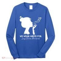 We Wear White For Lung Cancer Awareness American Gift Long Sleeve Shirt thumb 0