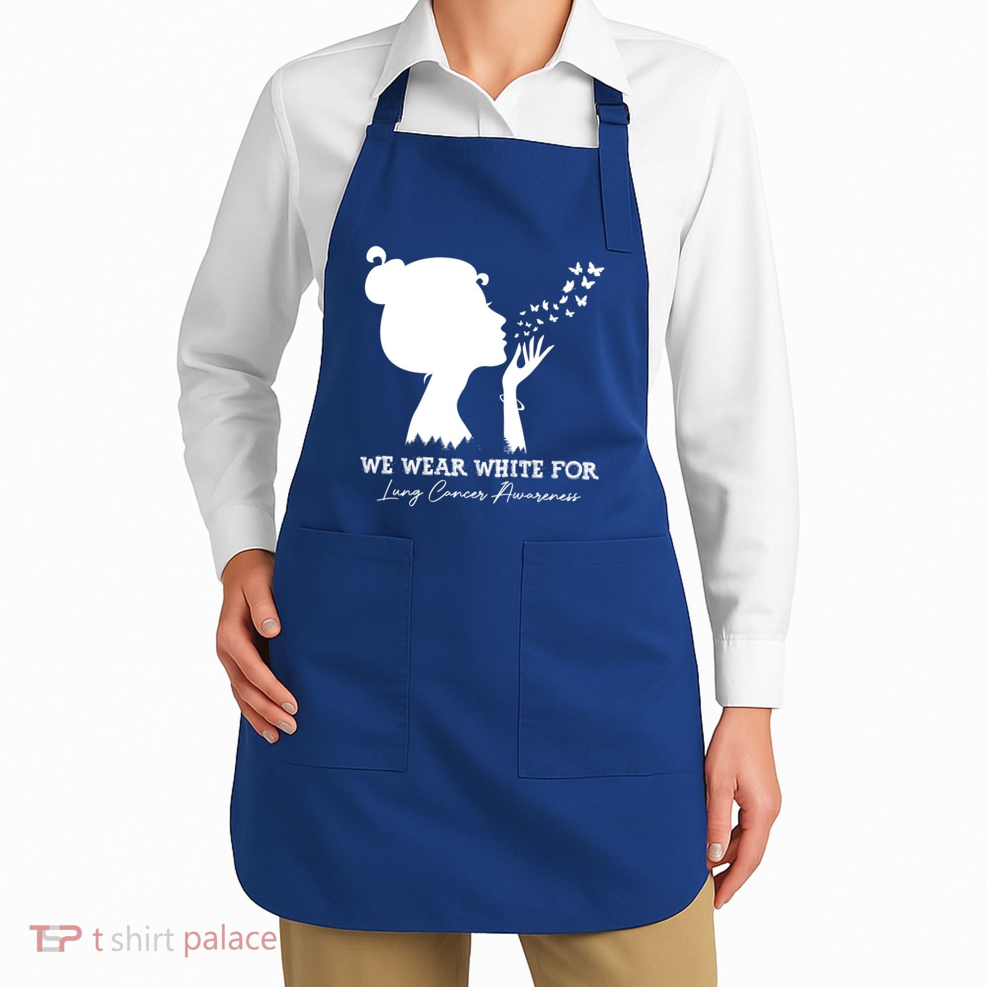 We Wear White For Lung Cancer Awareness American Gift Apron