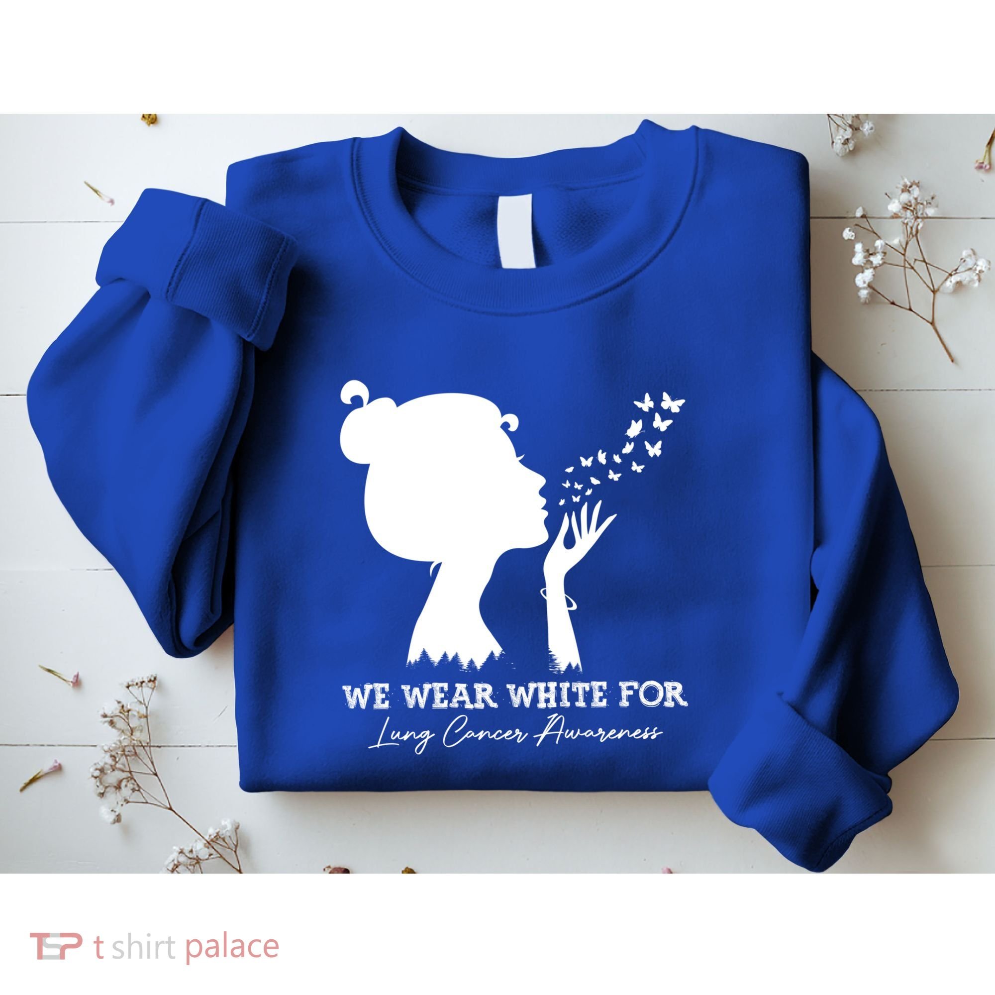 We Wear White For Lung Cancer Awareness American Gift Sweatshirt