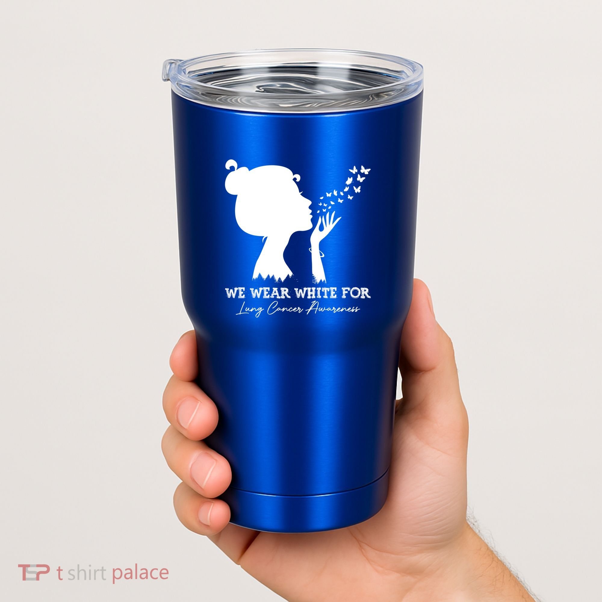 We Wear White For Lung Cancer Awareness American Gift Tumbler