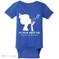 We Wear White For Lung Cancer Awareness American Gift Baby Bodysuit thumb 0