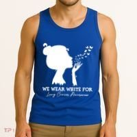 We Wear White For Lung Cancer Awareness American Gift Tank Top thumb 3