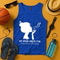 We Wear White For Lung Cancer Awareness American Gift Tank Top thumb 4