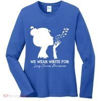 We Wear White For Lung Cancer Awareness American Gift Women's Long Sleeve Shirt thumb 0