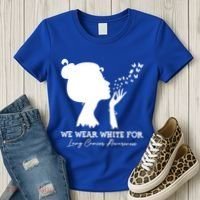 We Wear White For Lung Cancer Awareness American Gift Women's T-Shirt thumb 3
