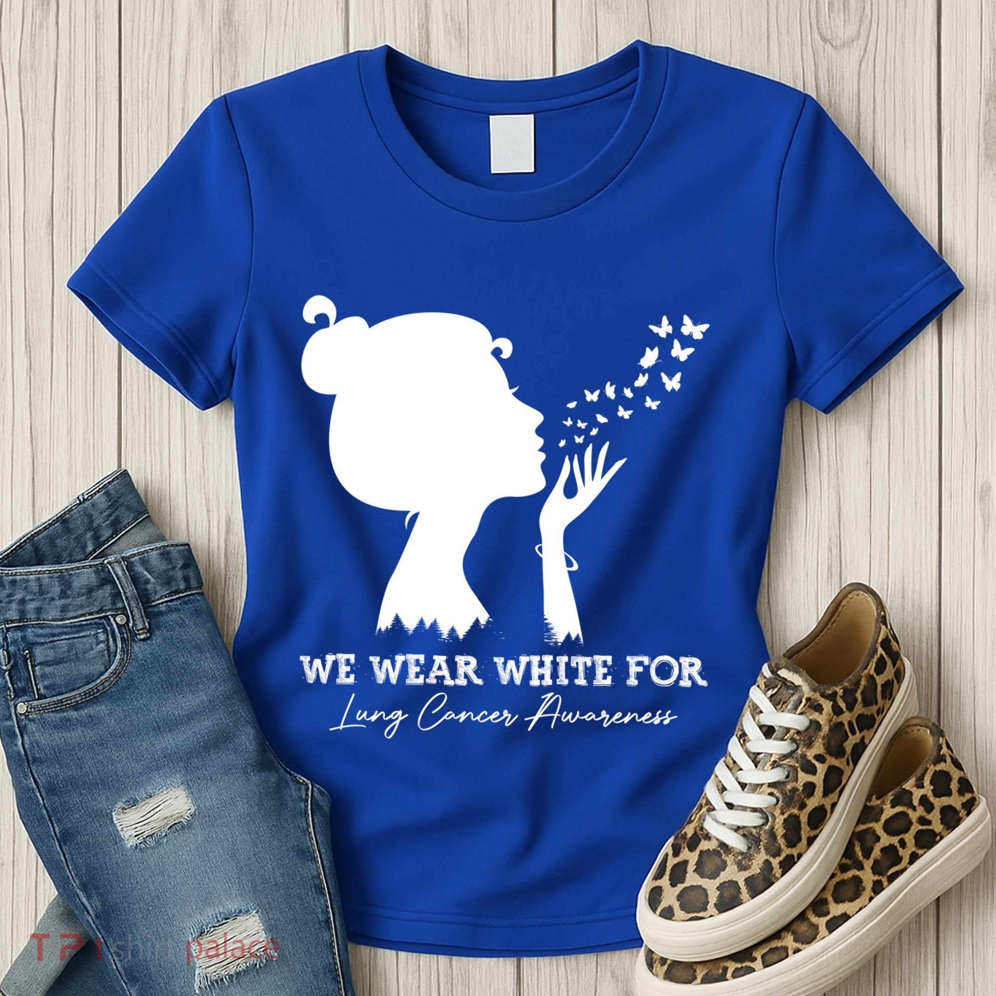 We Wear White For Lung Cancer Awareness American Gift Women's T-Shirt