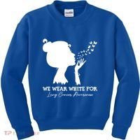 We Wear White For Lung Cancer Awareness American Gift Kids Sweatshirt thumb 0