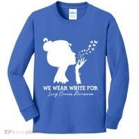 We Wear White For Lung Cancer Awareness American Gift Kids Long Sleeve Shirt thumb 0