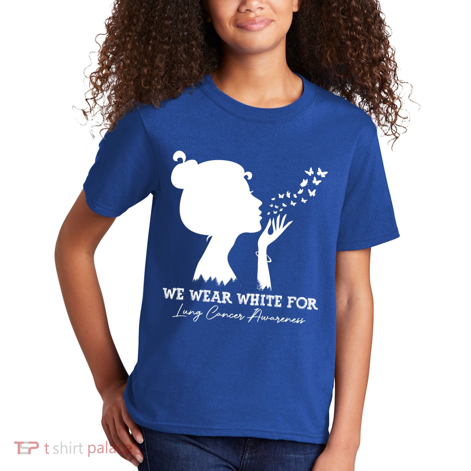 We Wear White For Lung Cancer Awareness American Gift Kids T-Shirt