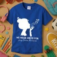 We Wear White For Lung Cancer Awareness American Gift Kids T-Shirt thumb 3